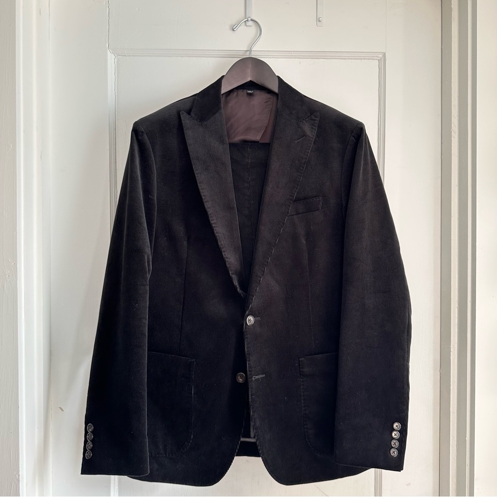 J.Crew Ludlow Italian Cotton Corduroy Peak Lapel Suit in “Dark Cocoa” Size 40/R